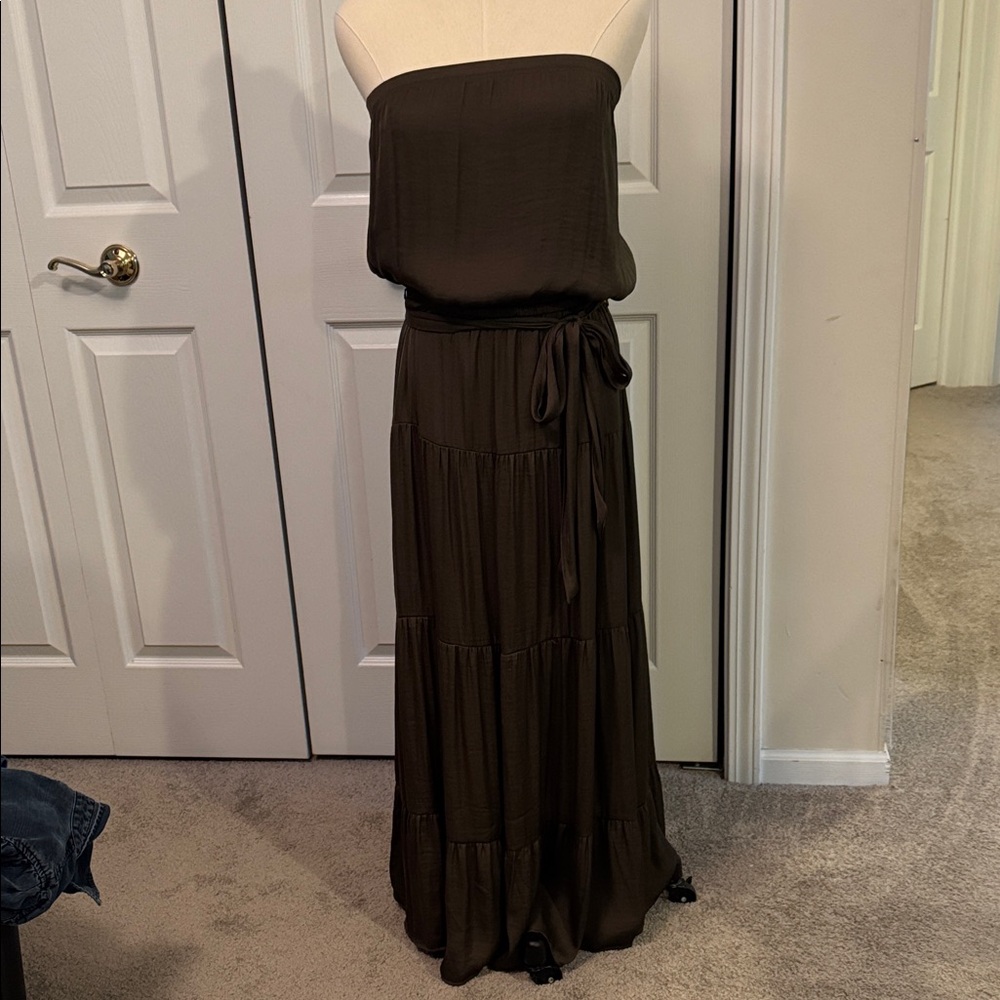 Strapless Brown Maxi Dress